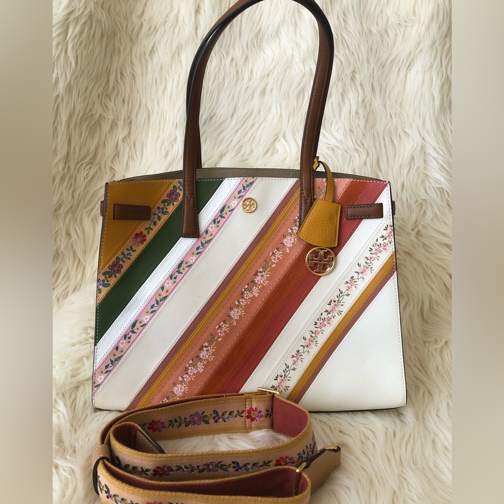 Brand new Tory burch webbing stripe satchel tote